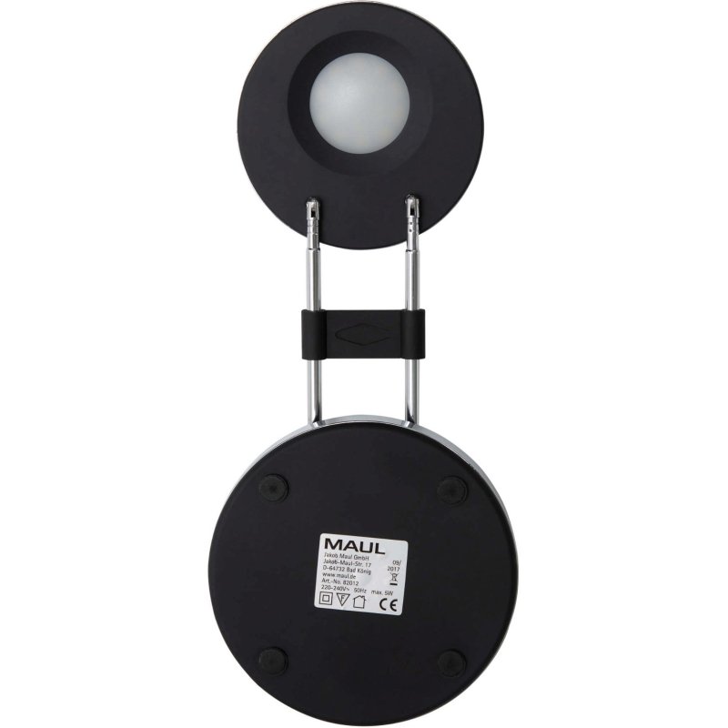 Lampe bureau maulpuck led basse consommation classe a 5wcordon 1,7m bras extensible   185 a 330mm coloris noir