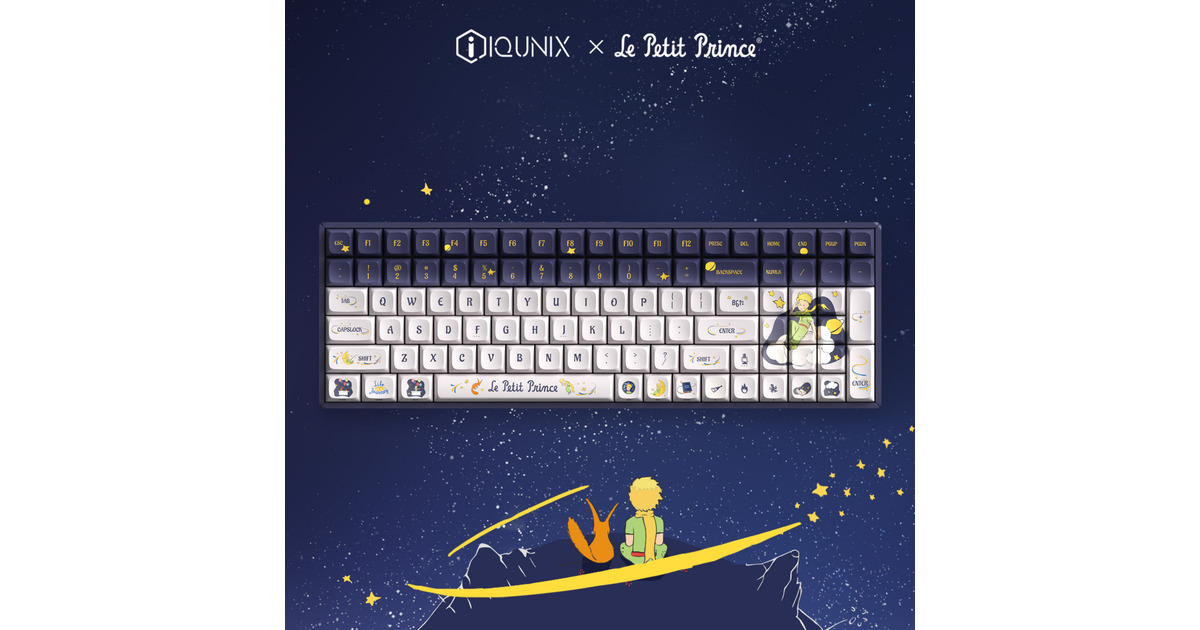 IqunixF97 Starry Tryst, gaming toetsenbord  (Donkerblauw/wit, US lay-out, IQUNIX Silent Rose, RGB leds, 96%, Hot-swappable, PBT, 2.4GHz | Bluetooth 5.1 | USB-C)
