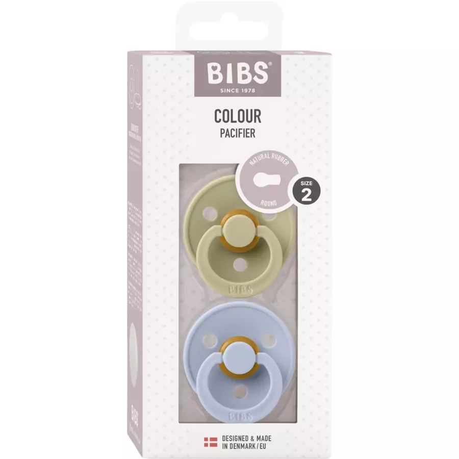 BIBS® Schnuller Colour Khaki & Dusty Blue 6-18 Monate, 2 Stk.
