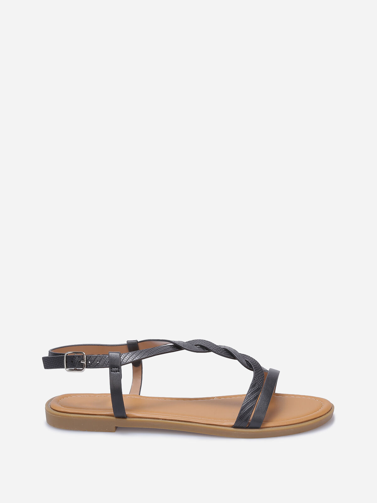 Nu-pieds avec bride style écailles grandes tailles- Noir