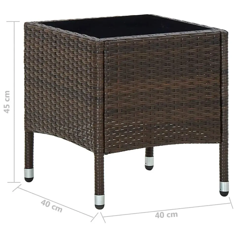 vidaXL - Loungetafel - Bruin - Poly rattan - 40x40x45 cm