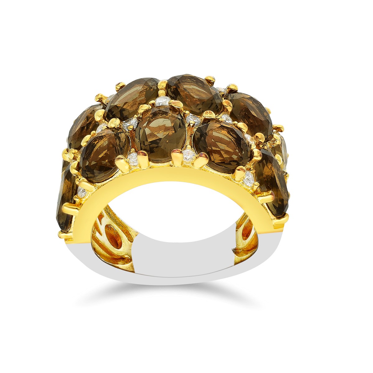 Bague Argent Dorée Pierres Baroques Brun