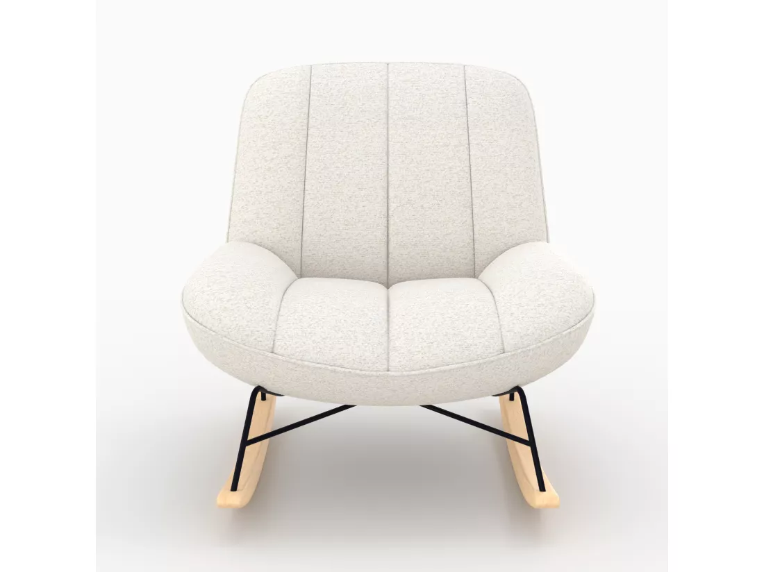 Rocking chair en tissu bouclette blanc cassé - Alvin