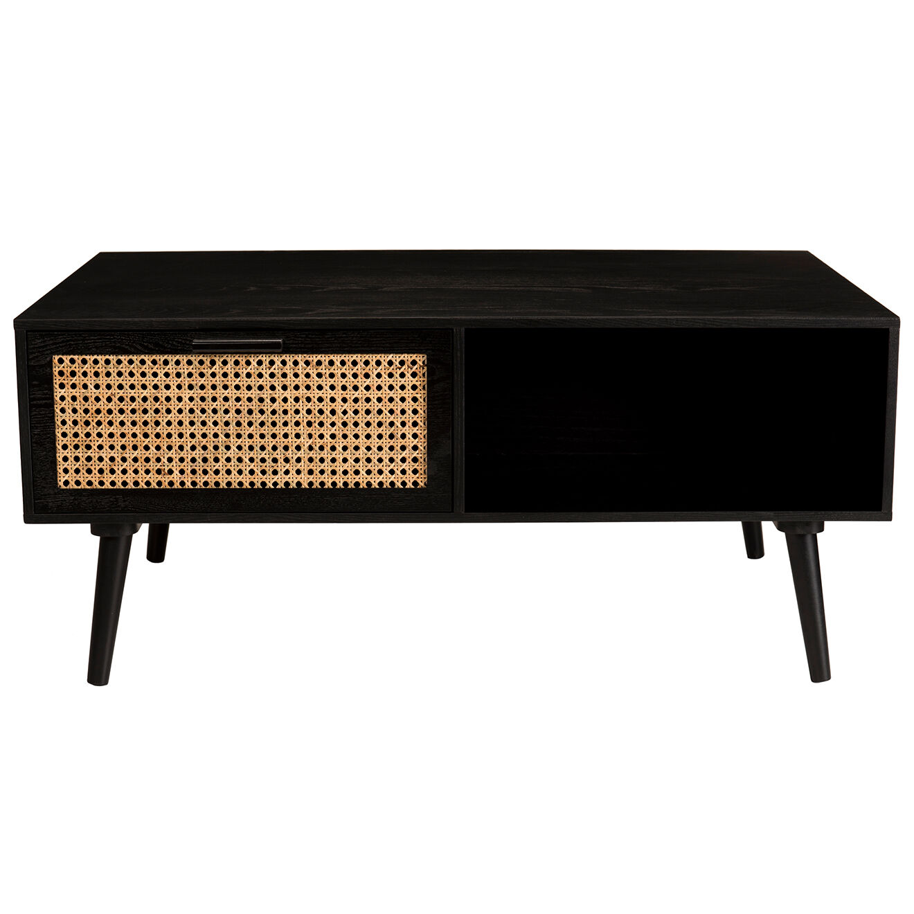 Macabane Table basse Angelo 2 Tiroirs Bois/Noir - 100x60x44.5 cm
