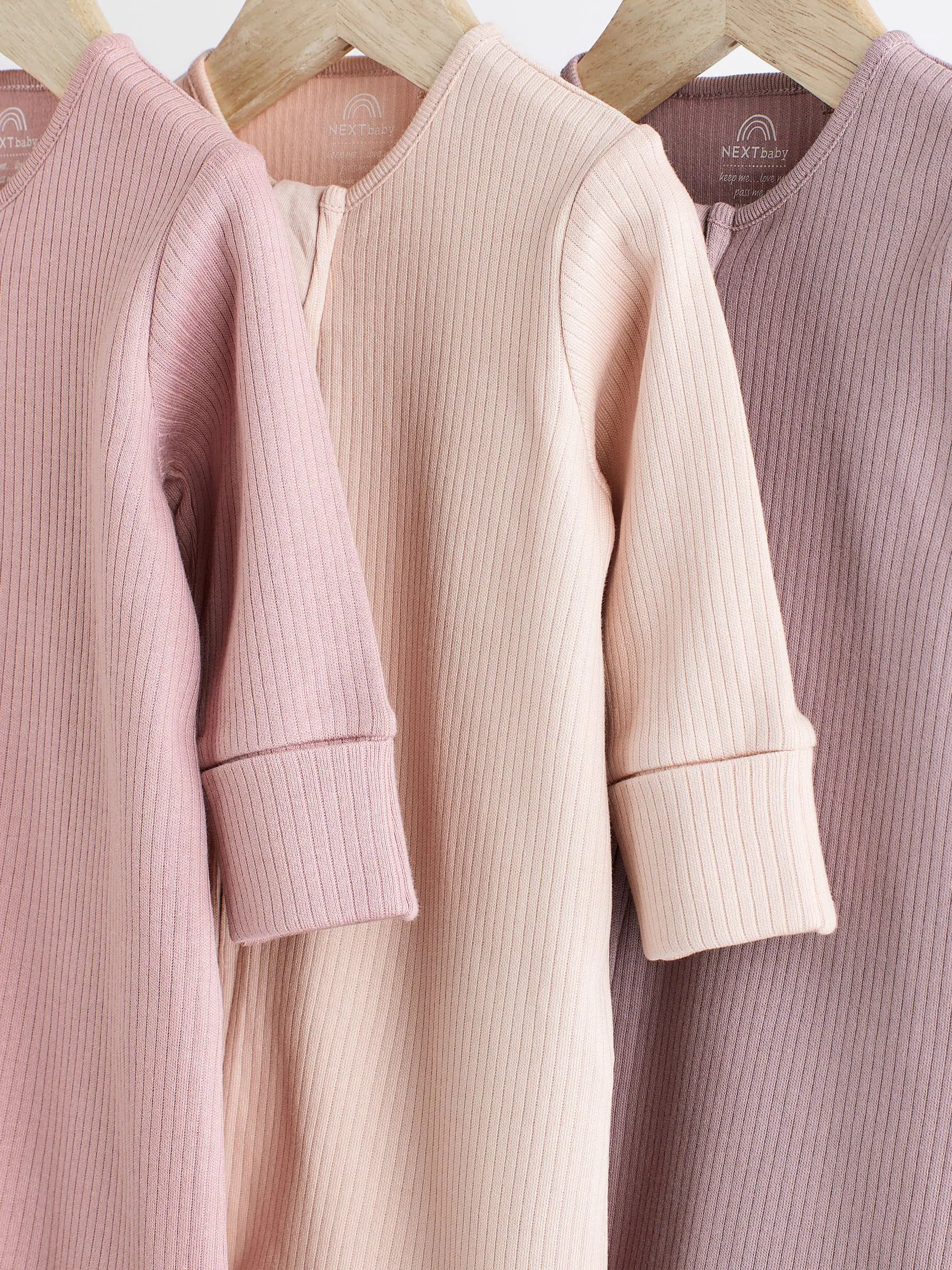 Roze - 3 Pack Baby-pyjama's met tweewegrits (0mnd -3jr)