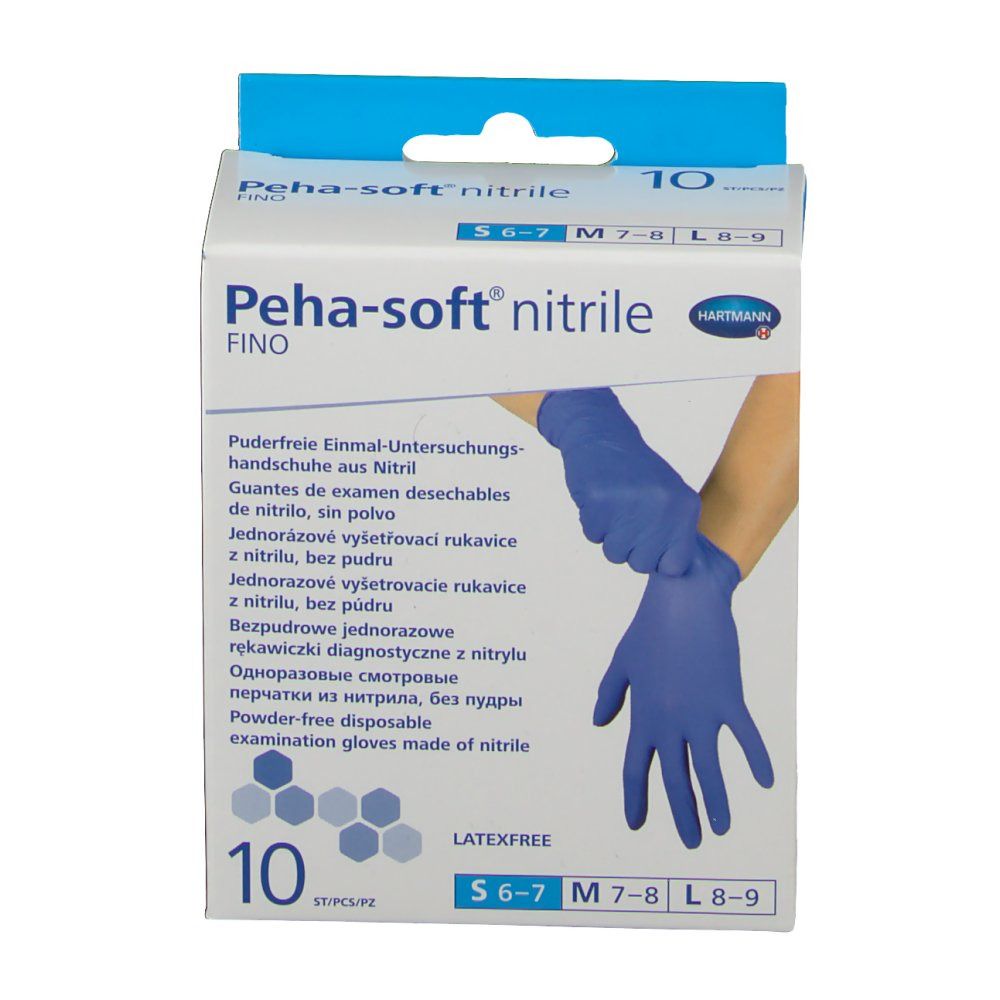 Peha-soft® nitrile fino puderfrei unsteril Untersuchungshandschuhe Gr. S 6 - 7