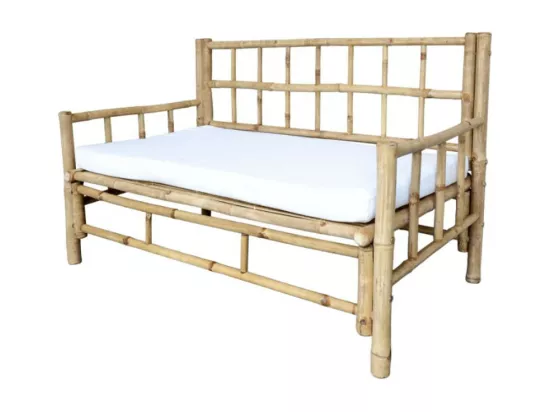 Canapé en bambou avec coussin marron 130 x 72 x 80 cm
