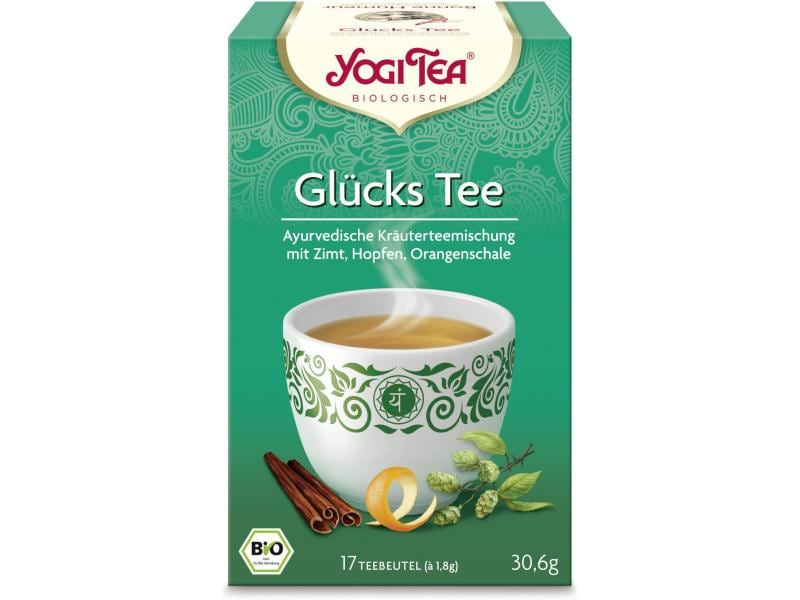 Yogi Tea Teebeutel Bio  Kräutertee Glücks Tee 17 x 2 g Ayurvedische Kräuter- und Gewürzteemischung