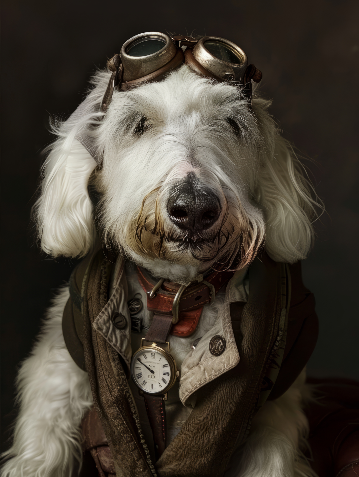 Canvas schilderij van een Old English Sheepdog 40x60 cm