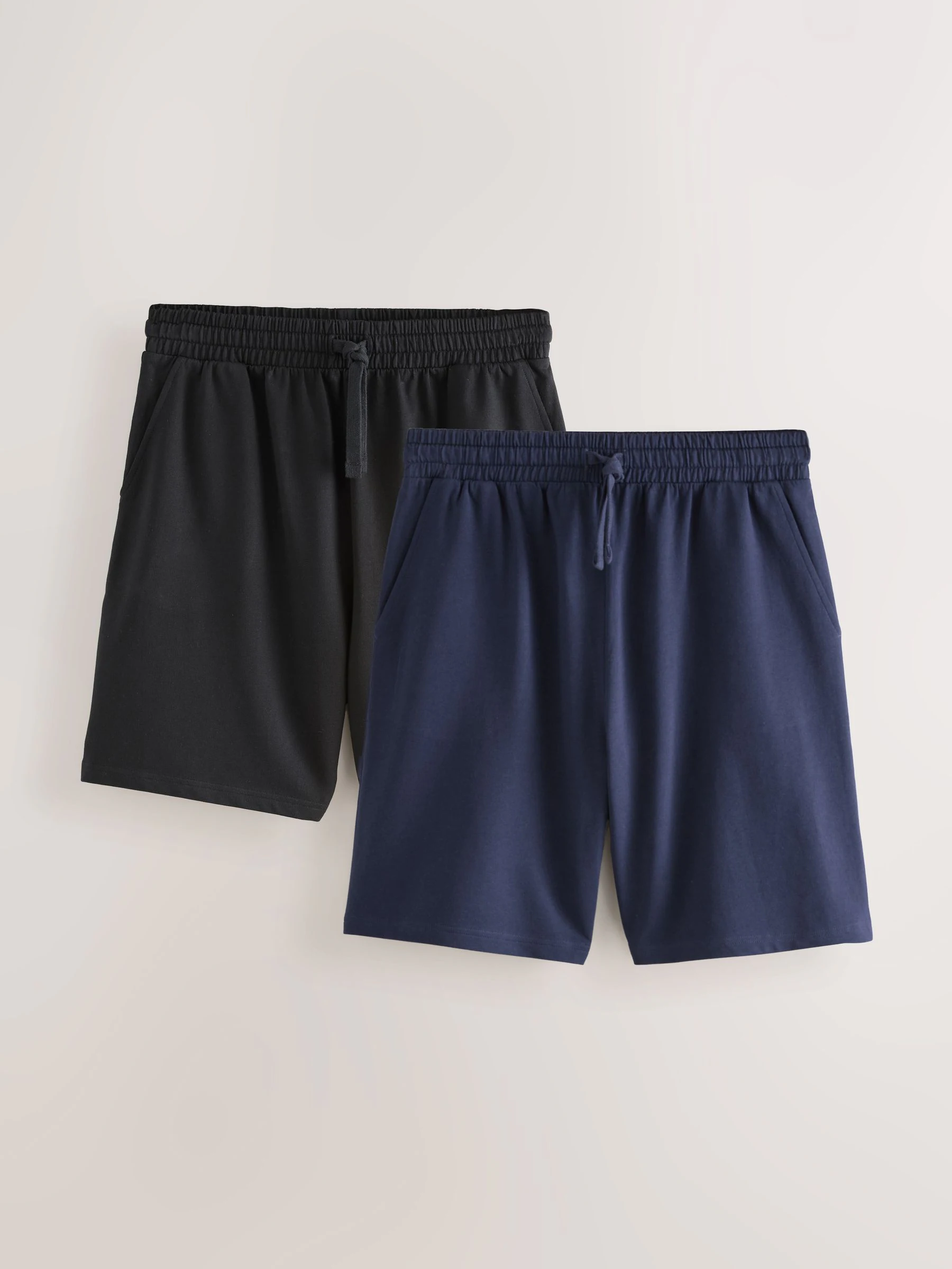Zwart/marineblauw - Set van 2 lichtgewicht 100% katoenen joggershorts