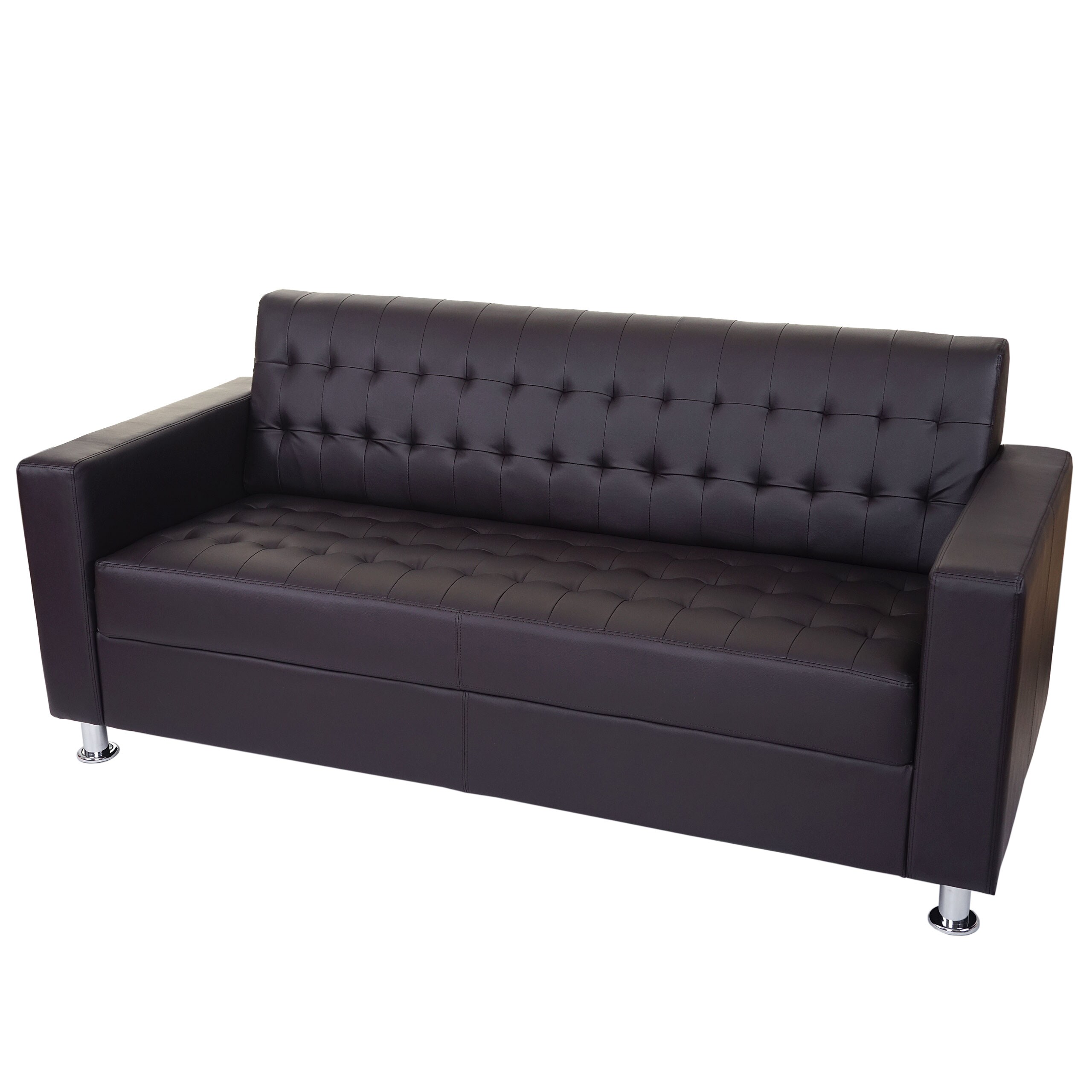 3-1-1 Sofagarnitur Pori, Couch Loungesofa Kunstleder, Metall-Füße ~ coffee