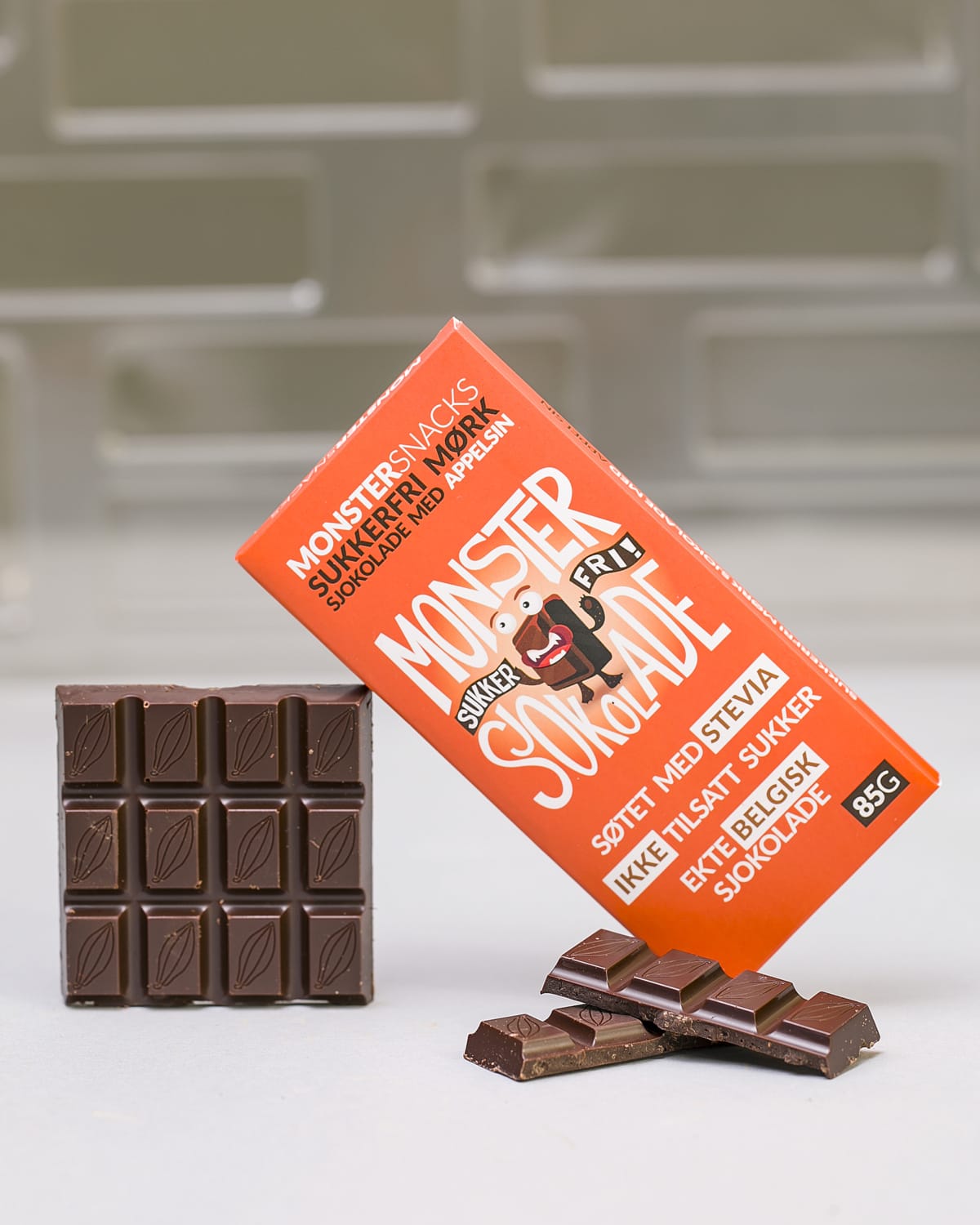Monster Sukkerfri Belgisk Stevia Mørk Sjokolade &amp; Appelsin (12-pack)