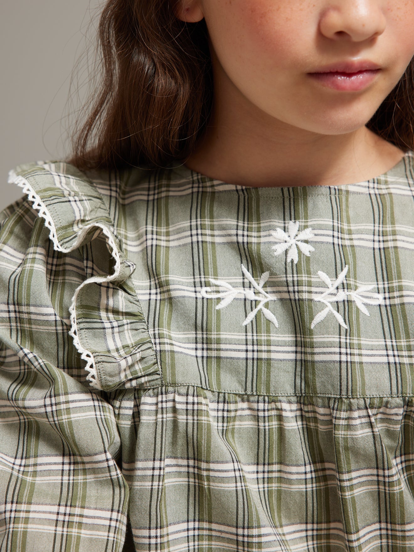 Blouse brodée Fille à carreaux