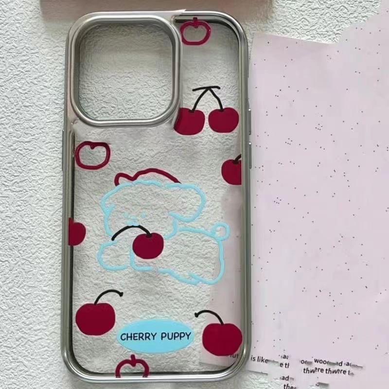 Vachie - Cherry Dog telefoonhoesje - iPhone 16 Pro Max / 16 Pro / 16 Plus / 16 / 15 Pro Max / 15 Pro / 15 Plus / 15 / 14 Pro Max / 14 Pro / 14 Plus / 14 / 13 Pro Max / 13 Pro / 13 / 13 Mini