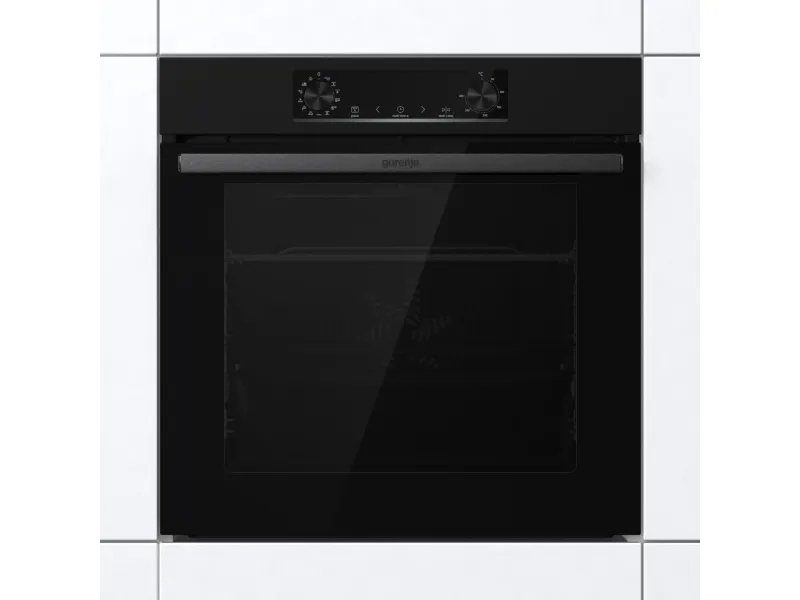 Gorenje Essential BOS6737E06B - Ovn - med dampfunktion - til indbygning - niche - bredde: 56 cm - dybde: 55 cm - højde: 59 cm - med selv-rengøring - Klasse A - sort