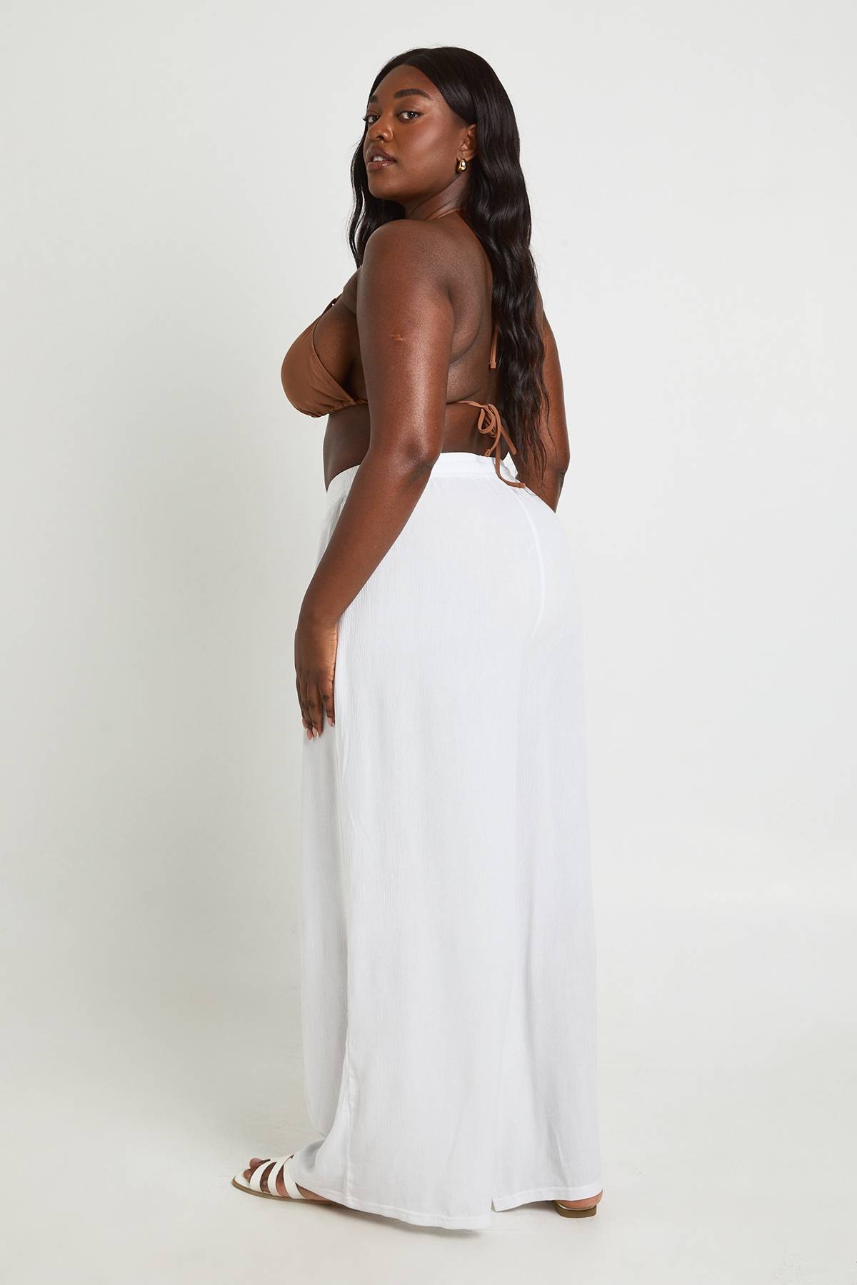 boohoo Pantalon Oversize Effet Lin Plus Essentials