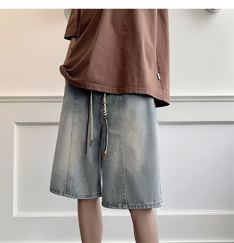 farrahces - Gewassen denim shorts met trekkoordtaille