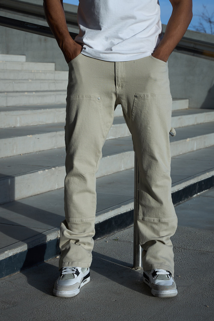 Jean beige foncé à empiècement