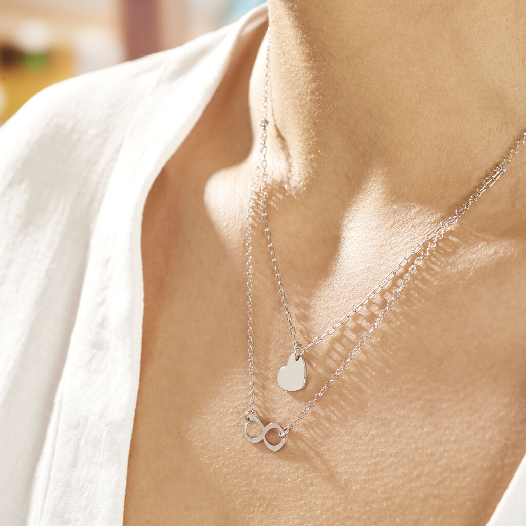 Collier Argent Blanc Laux