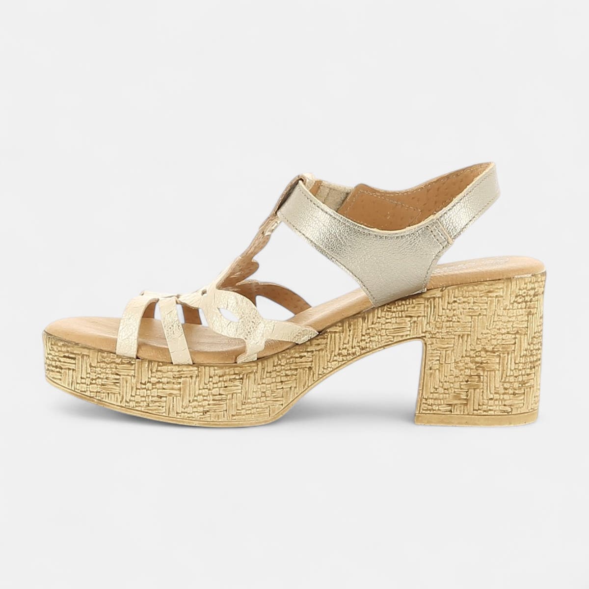 Nu-pieds à talon Femme en cuir or