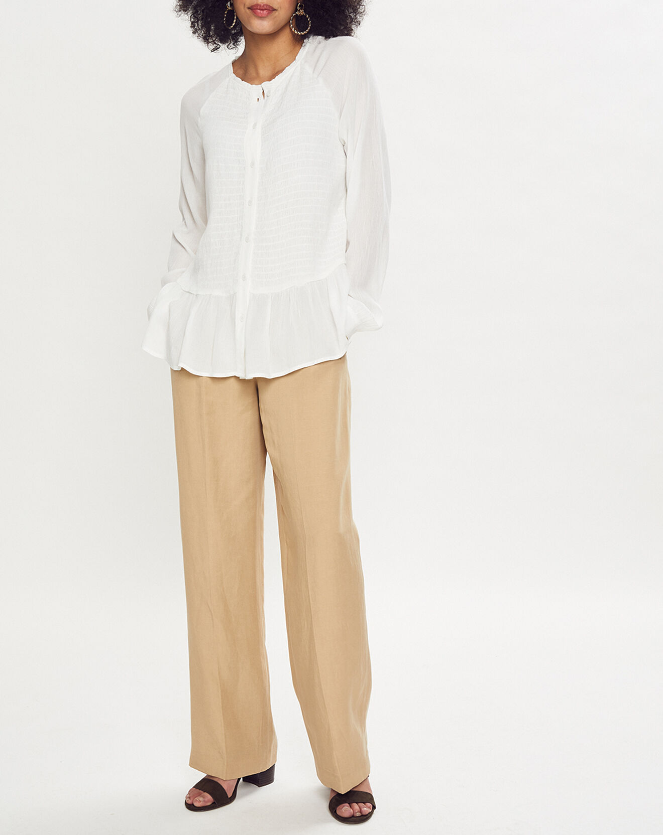 Esprit Chemise fluide boutons smocks blanche