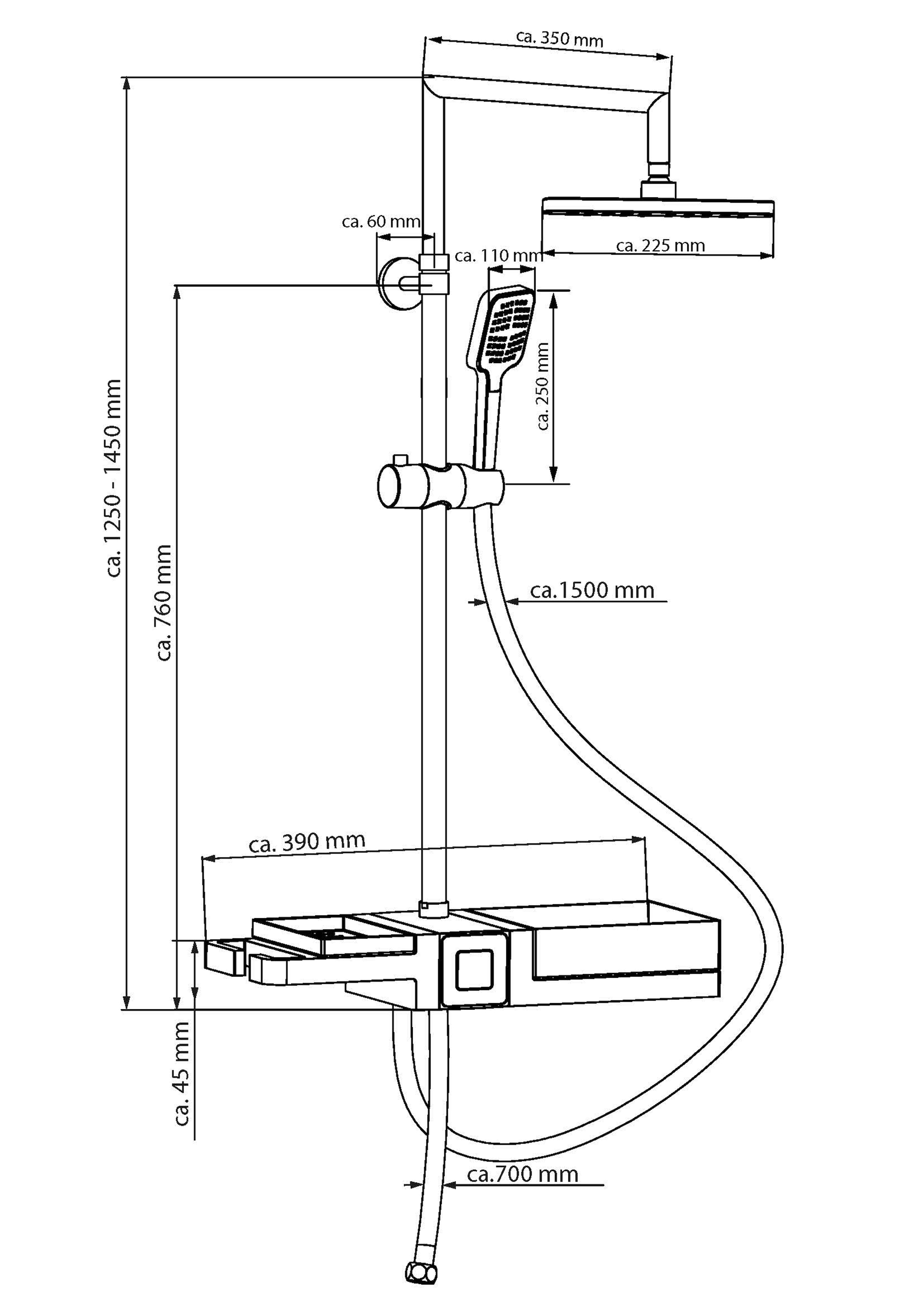 Schütte Duschsystem »BLUEPERL« Duschsystem mit Regendusche und modularem Ablagesystem, Duschbrause