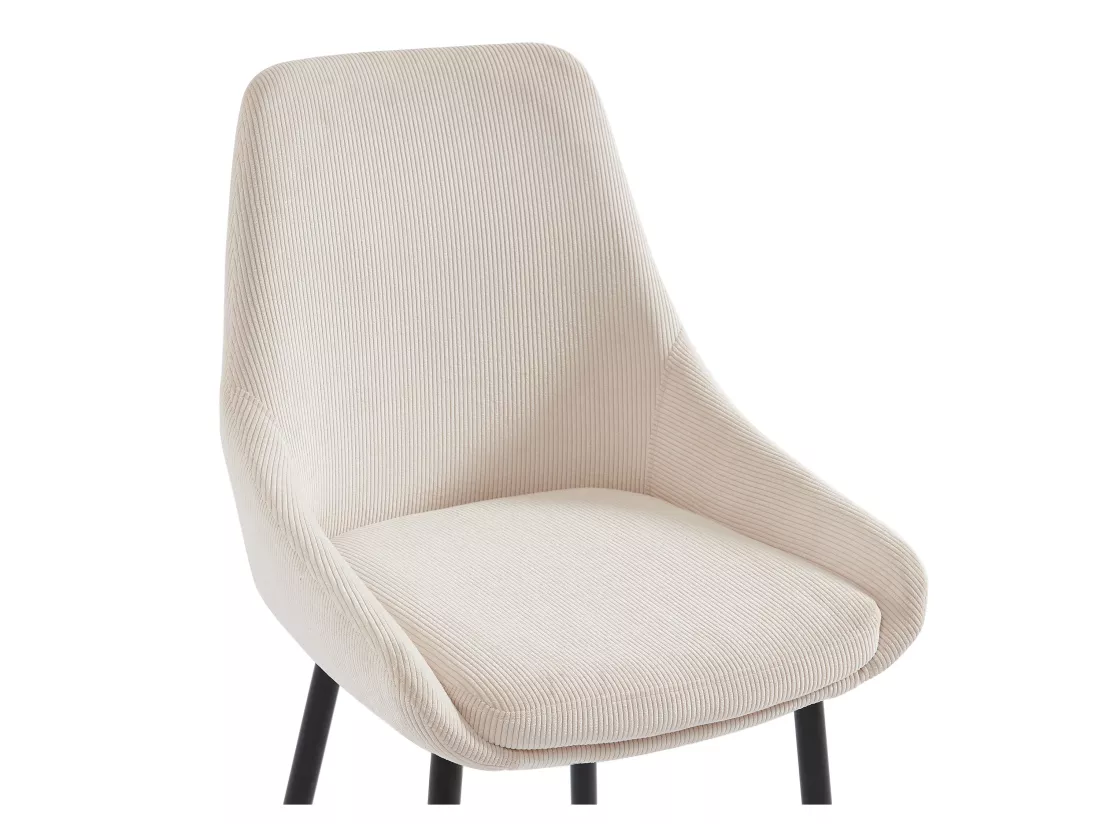 Lot de 6 chaises en velours côtelé et métal - Crème - MASURIE