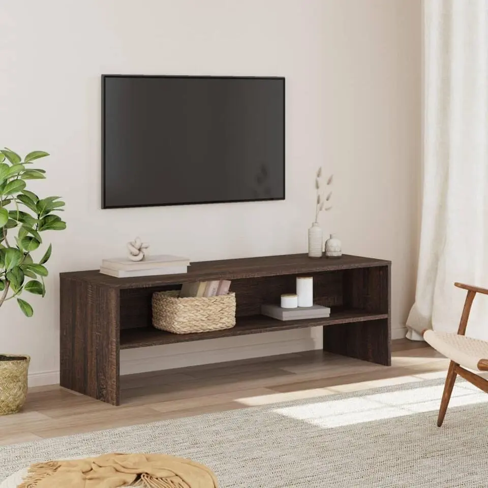 vidaXL - TV-meubel met 2 legplanken - Bruin eiken - Hout - 120x40x40 cm