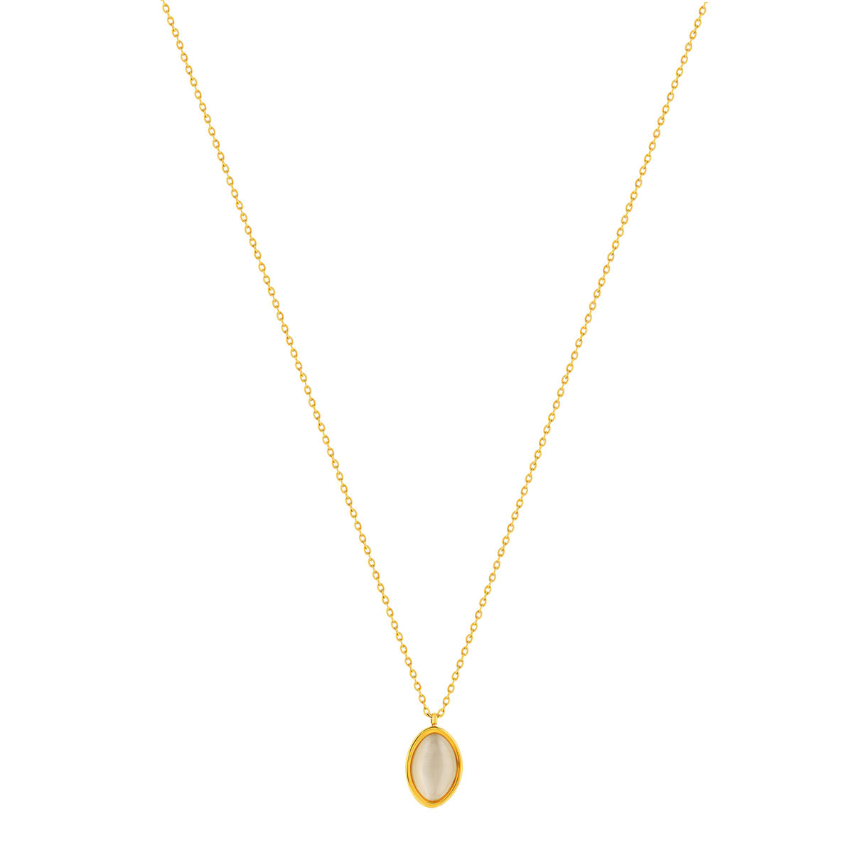 Collier acier jaune pierre imitation beige 45 cm