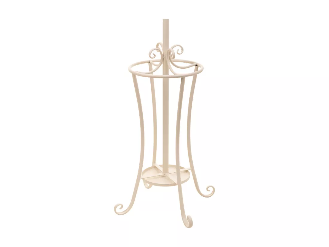 Porte-manteau en fer forgé blanc avec porte-parapluie 26x26x178h cm