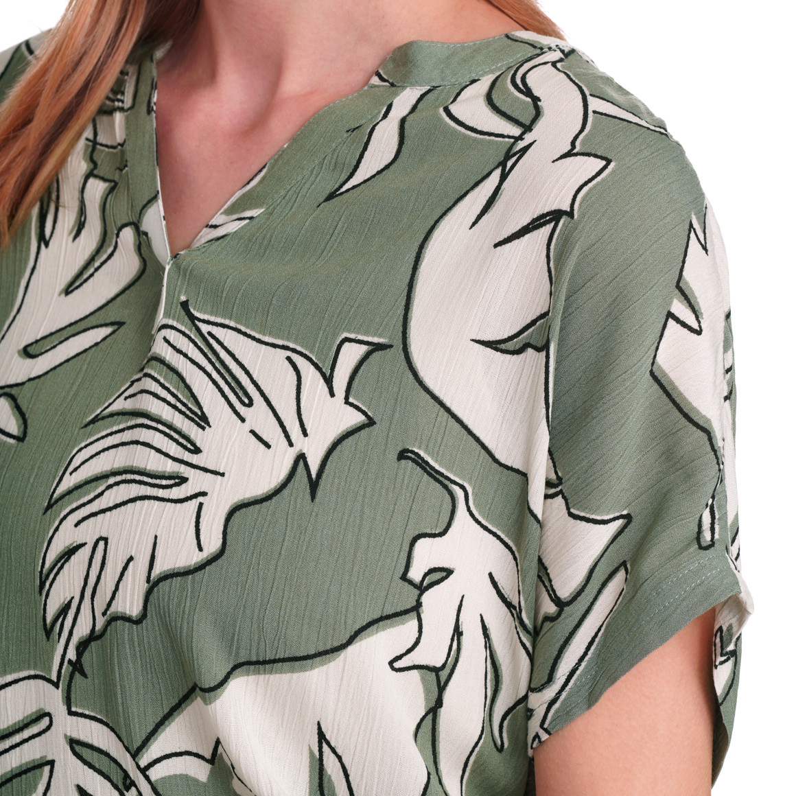 Gina Benotti Damen Bluse aus Viskose salbei / weiss