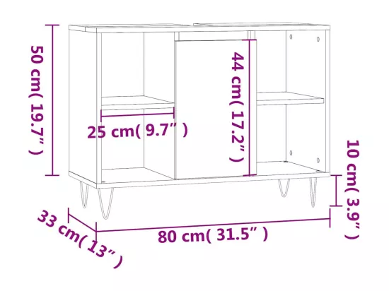 Armoire salle de bain chêne sonoma 80x33x60cm bois d'ingénierie
