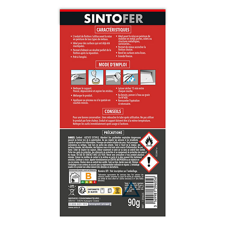 Enduit de finition, le tube de 60 ml