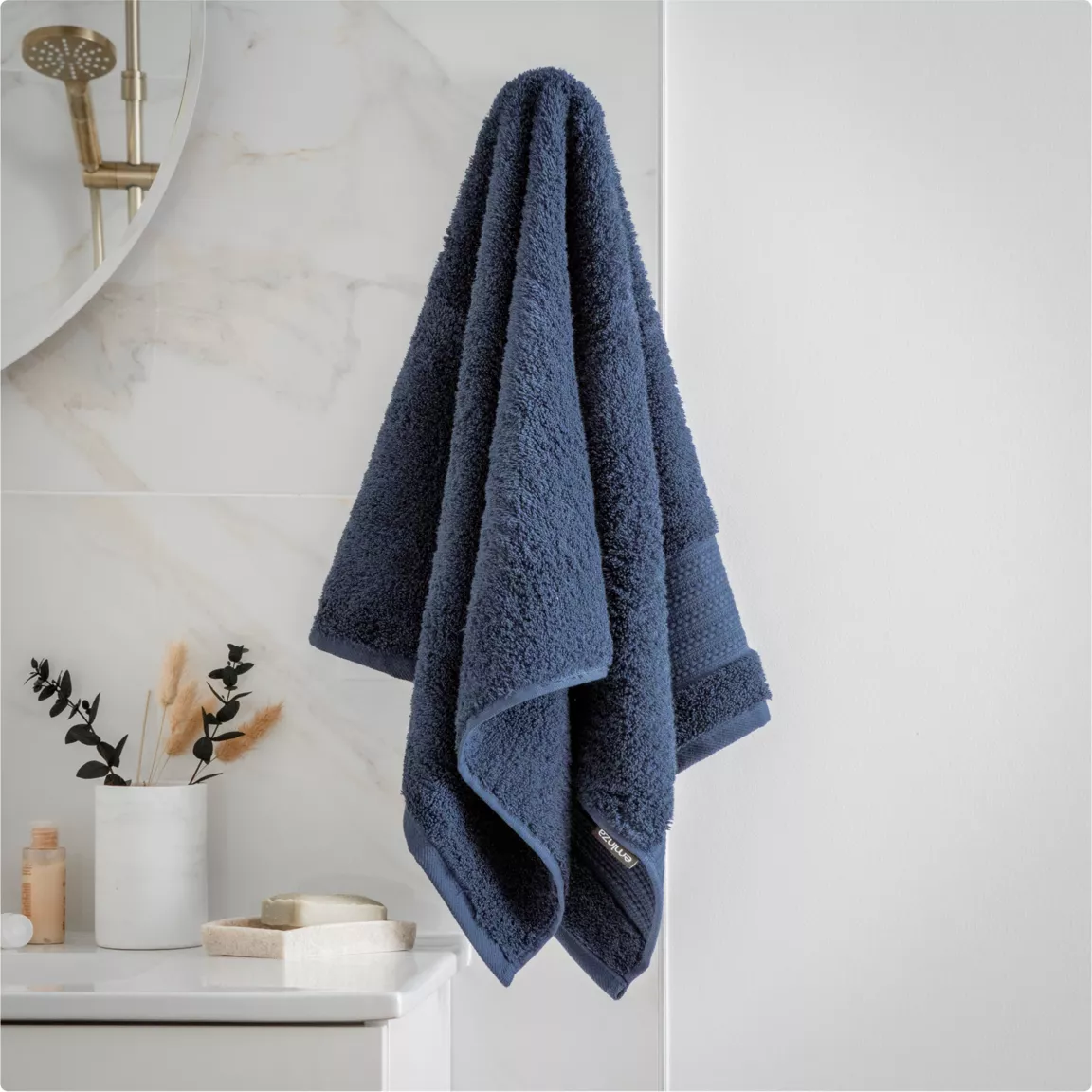 Serviette de bain coton bio (50 x 90 cm) Méline Bleu nuit