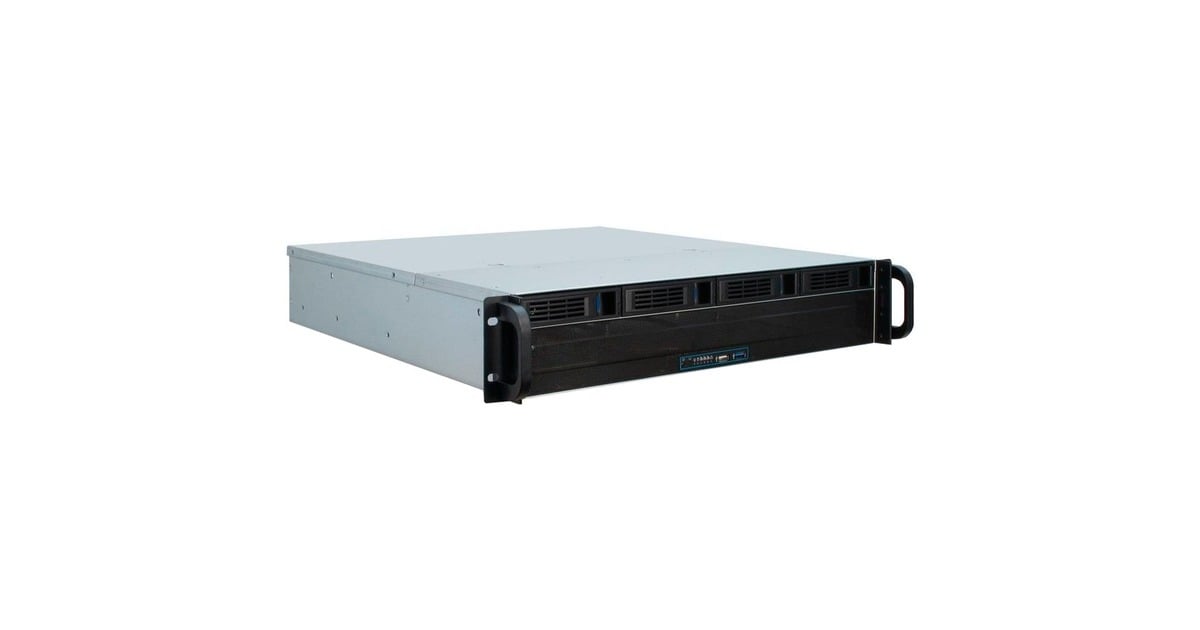 Inter-TechIPC 2U-2404L SATA rack behuizing  (Zwart | 2x USB-A)