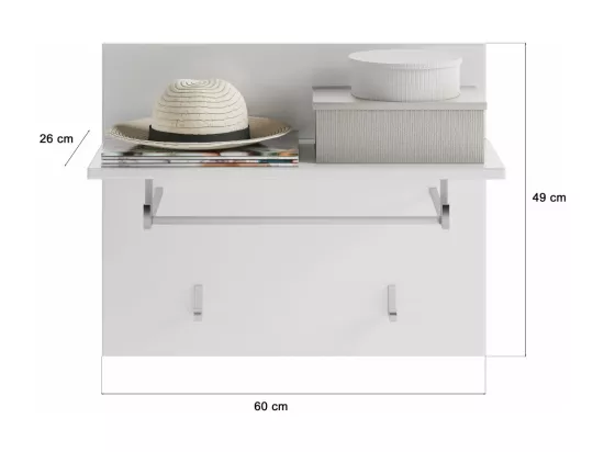Porte manteau avec étagère – Blanc Laqué – KLEANKIN