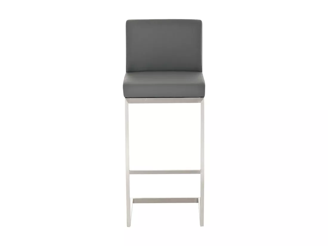 Lot de 2 Tabouret de bar - Similicuir - Gris - Paros