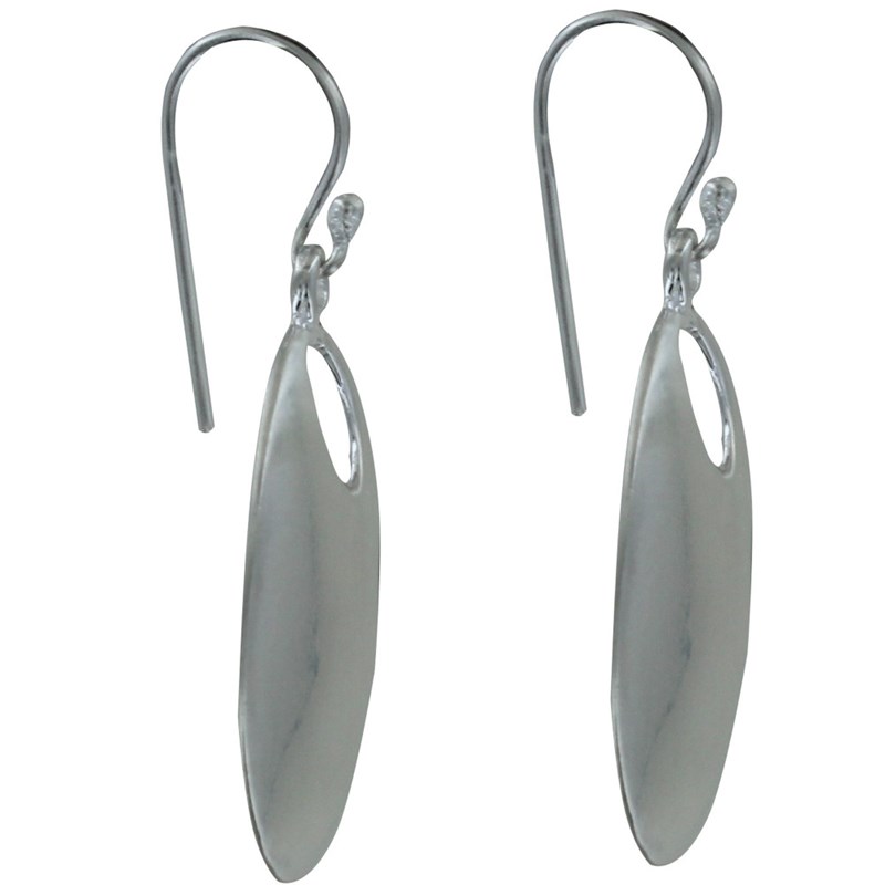 Boucles d'Oreilles Crochet Argent Cercle Bombé Brossé