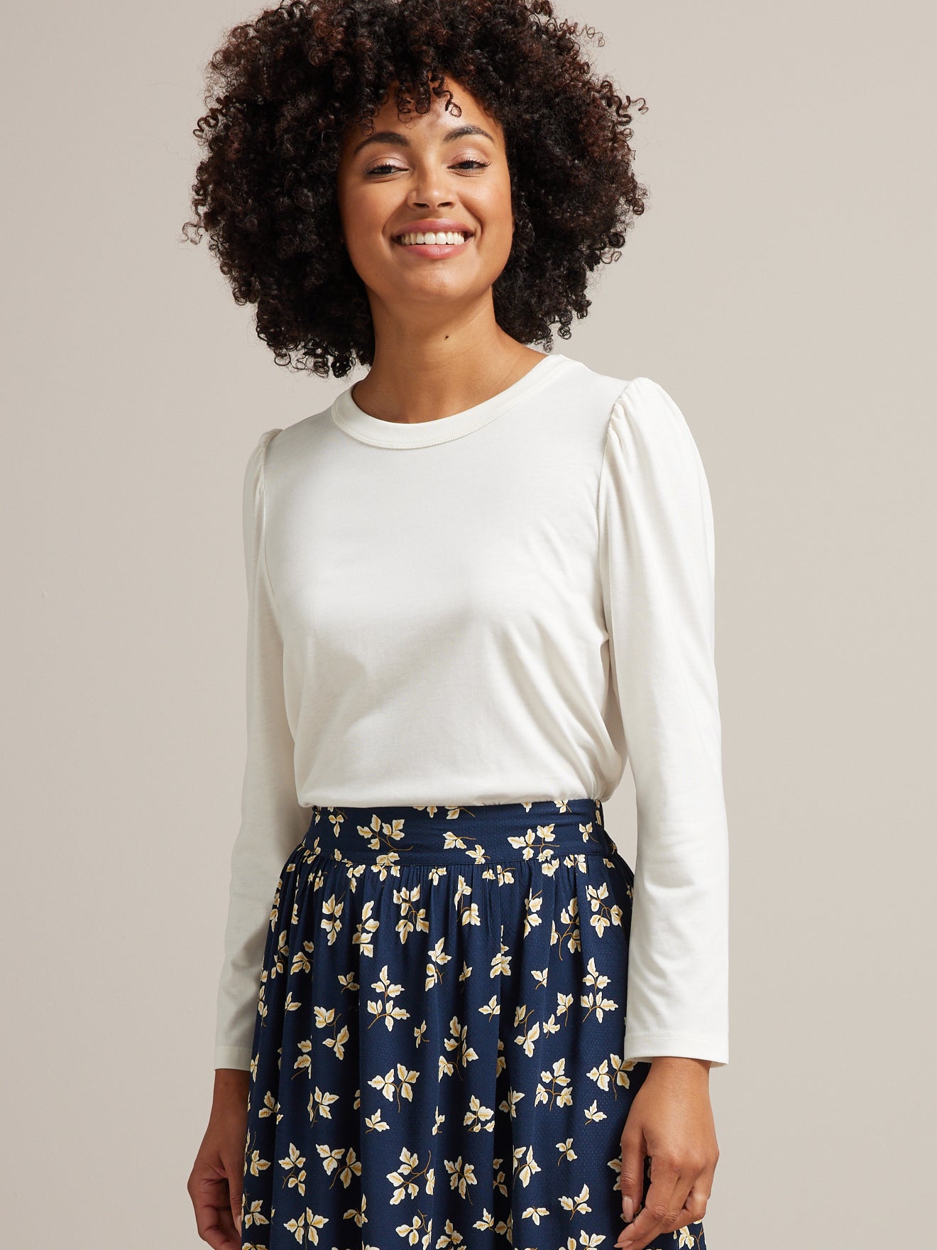 T-shirt manches ballon femme lyocell et coton