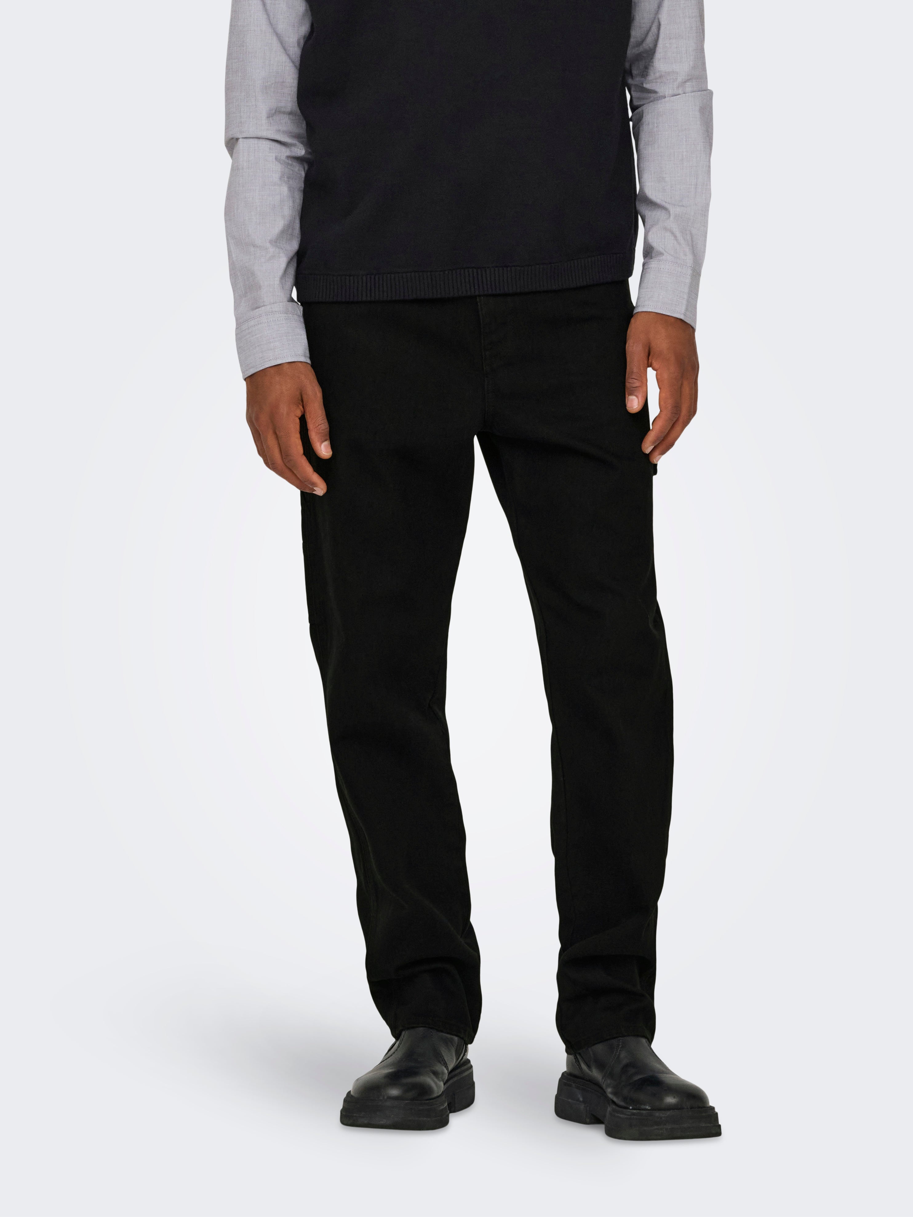 ONSEDGE Mittlere Taille Gerade geschnitten Jeans Black Denim