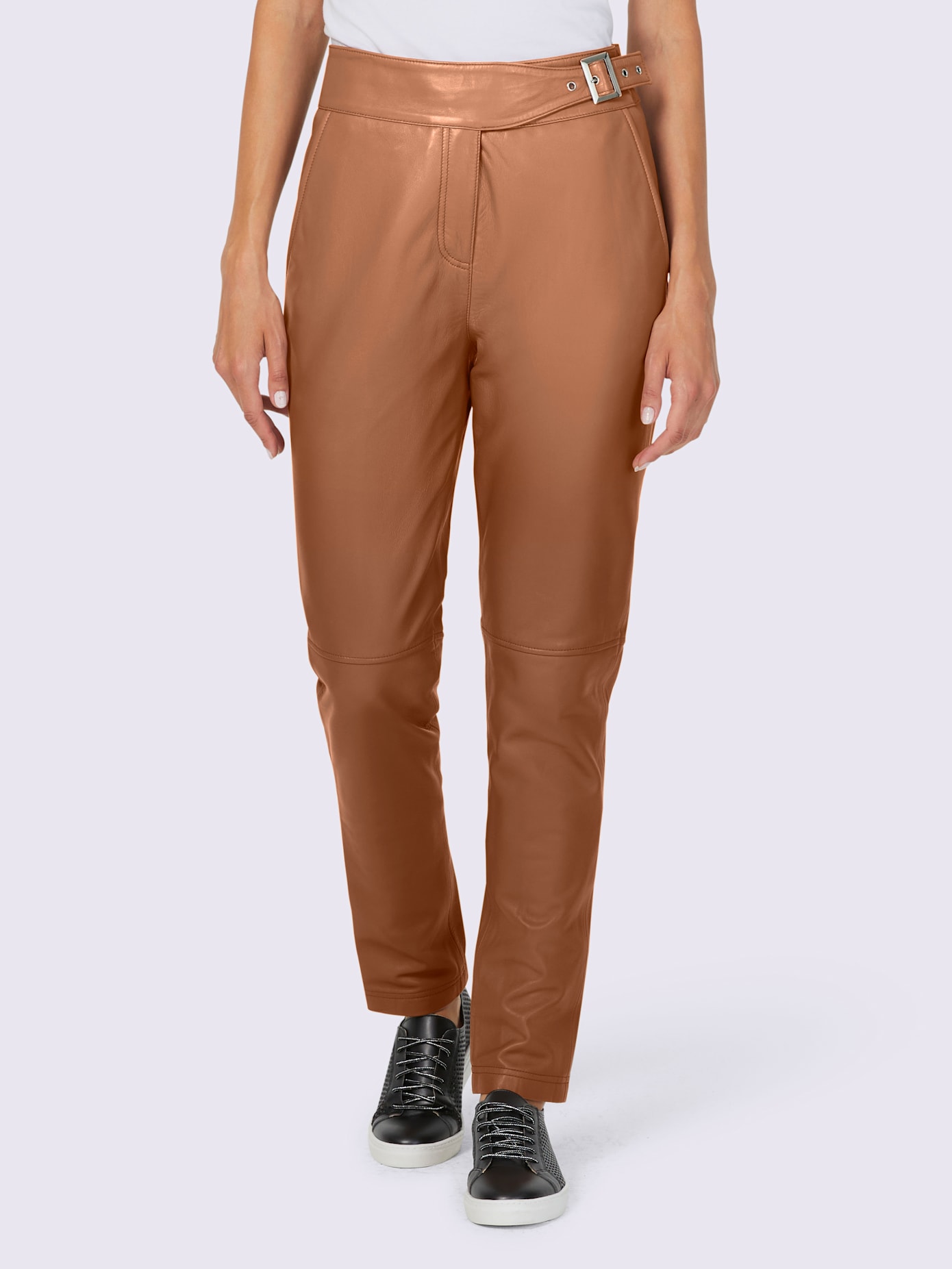 Pantalon en cuir ceinture avec bride et boucle