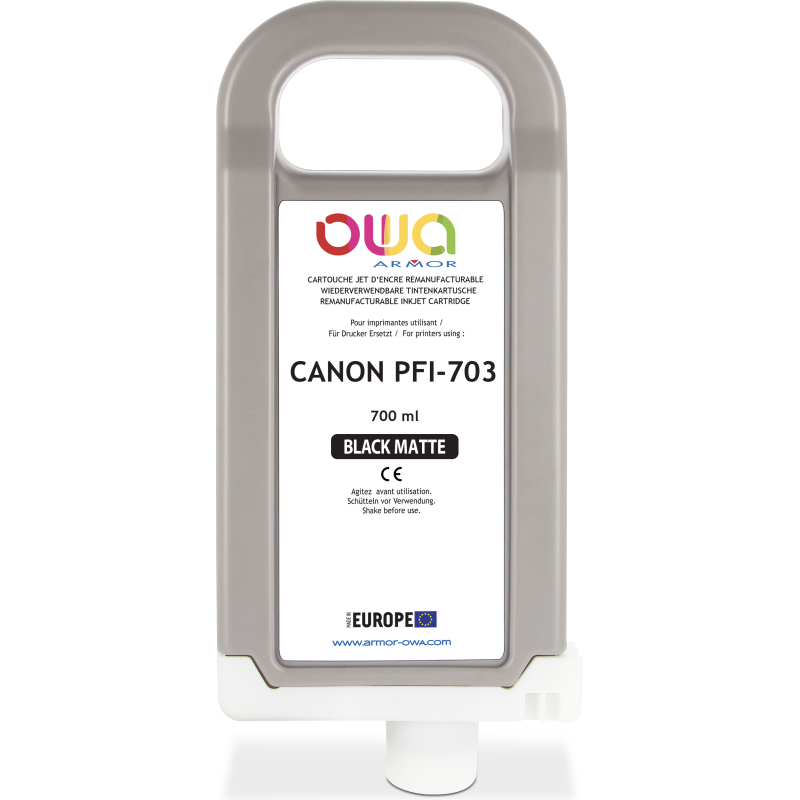 Cartouche d'encre traceur remanufacturable OWA - standard - Noir Mat - pour CANON PFI-703 MBK