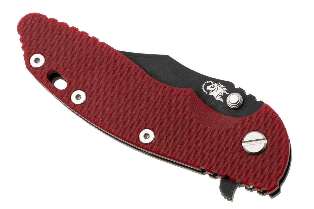 Rick Hinderer XM-18 3.5, Battle Black CPM MagnaCut Bowie, Red G10 zakmes