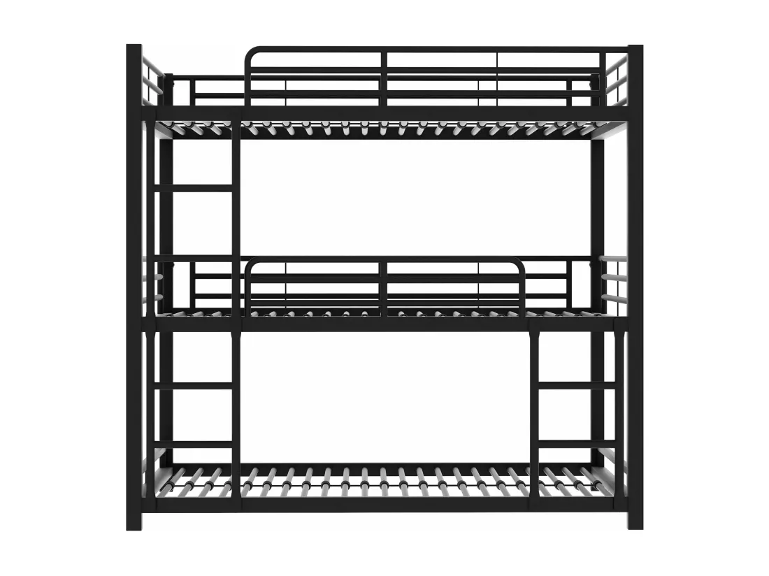 90x200cm cadre de lit en métal avec lits superposés pour enfants, adolescents et adultes, noir