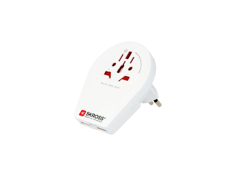 SKROSS Reiseadapter Country World / CH-IT-BRA, USB 3in1 Reiseadapter