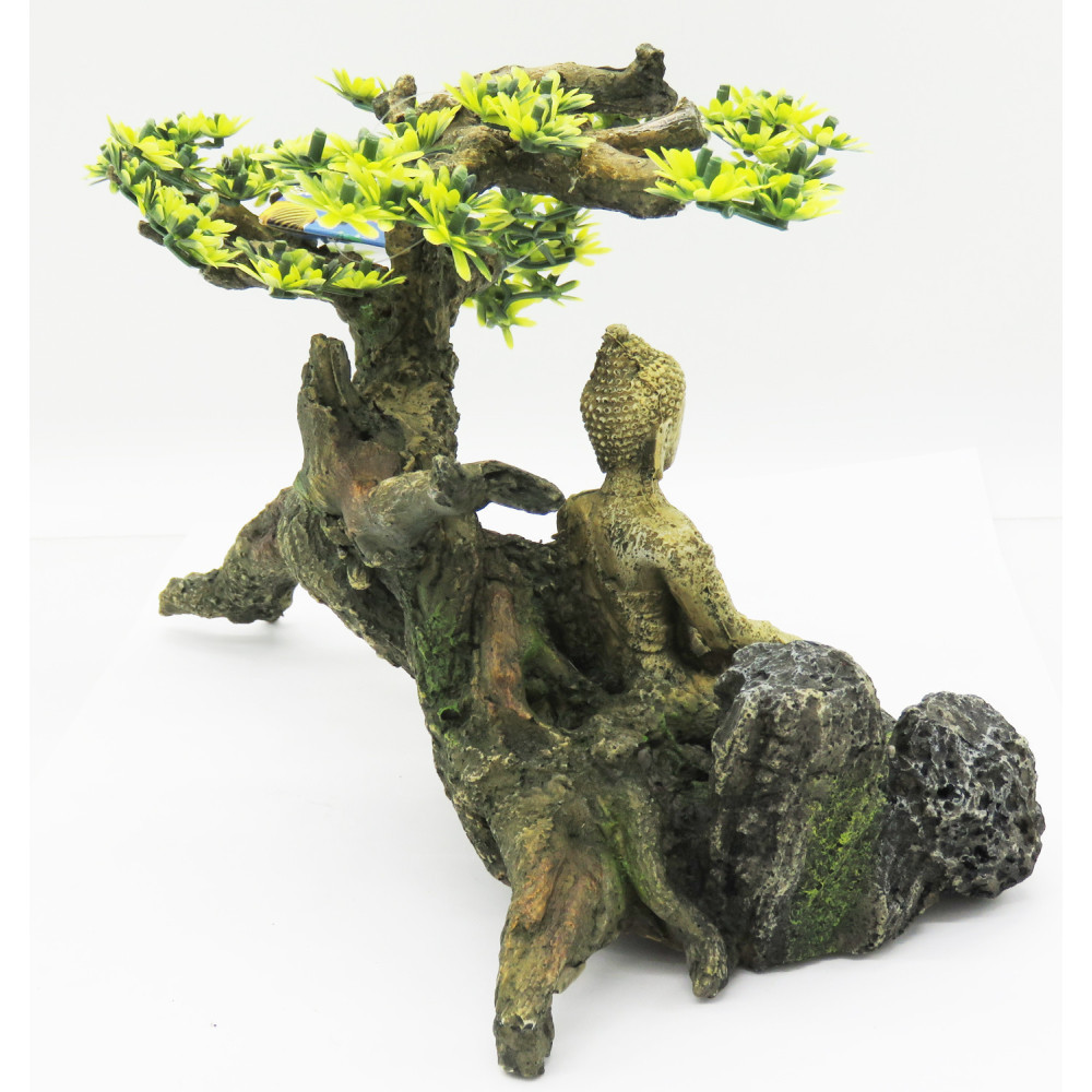 Bouddha avec arbuste 325 x 165 x 210 mm décoration aquarium