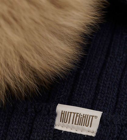 Huttelihut Hue - Uld/Bomuld - Strik - Dark Navy m. Kvast