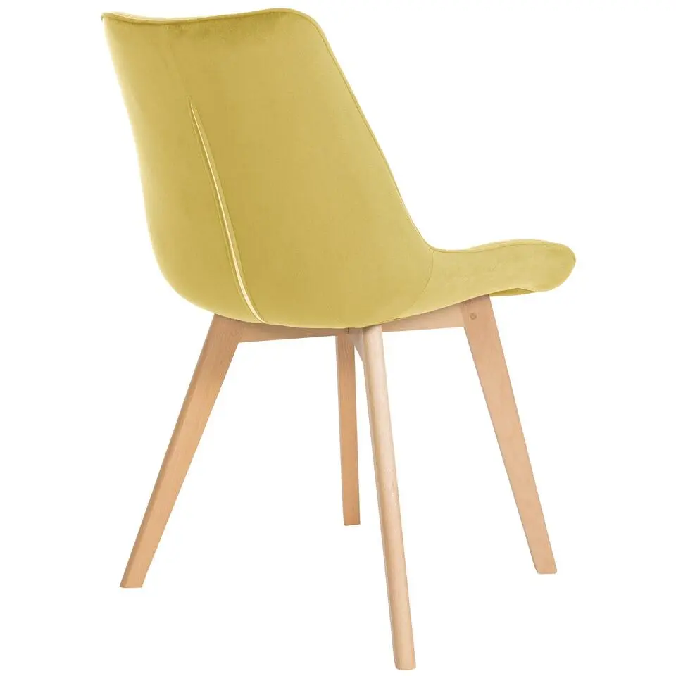 CLP Eetkamerstoel Brook natura Frame - Fluweel - geel