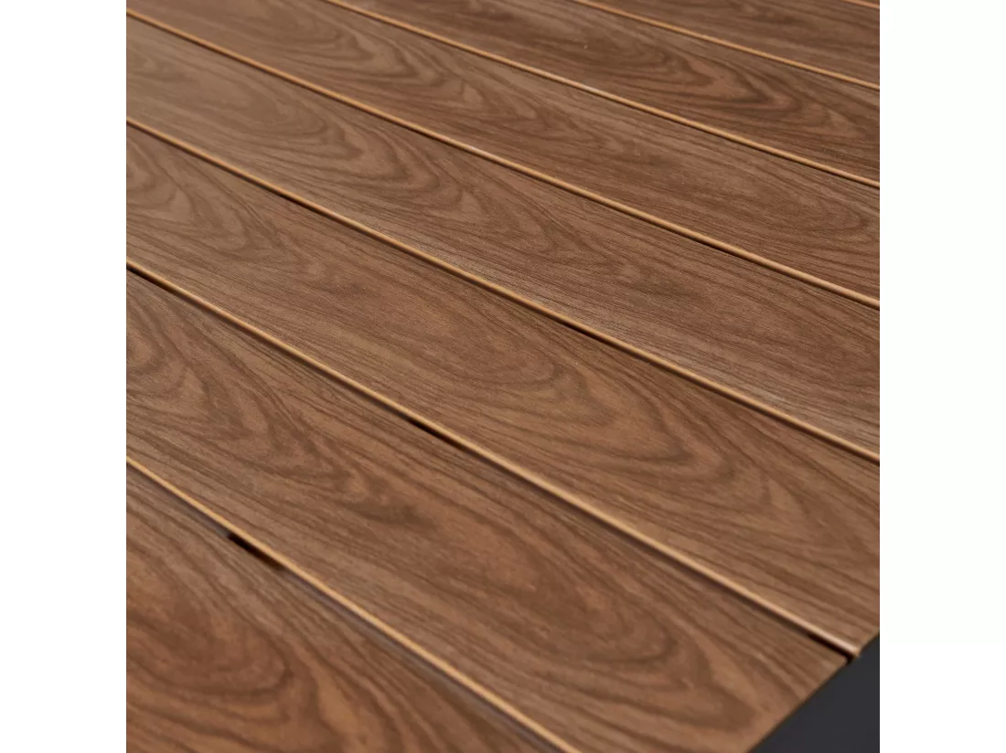 Table extensible en aluminium et bois synthétique marron