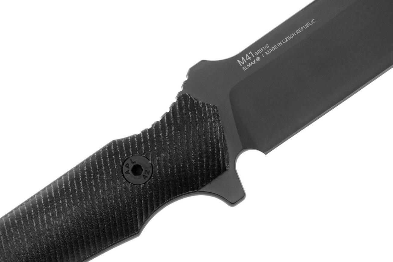 ANV Knives M41 Grifus M41-001 DLC Elmax, Black Micarta, tactisch mes